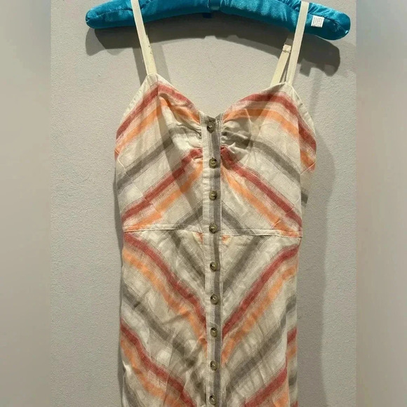 FREE PEOPLE Striking Striped Ivory Multi Midi Dress / No Size, fits like a XS / - Picture 5 of 10
